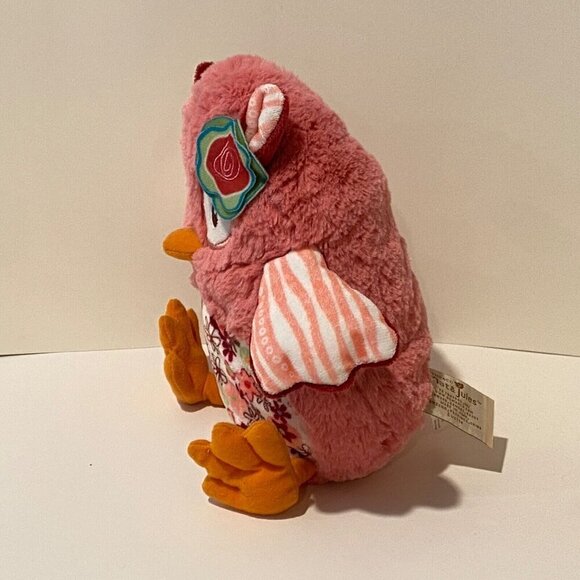 Demdaco Nat & Jules Evette Owl Plush Stuffed Animal Toy Pink Floral Soft Squishy - Picture 3 of 9